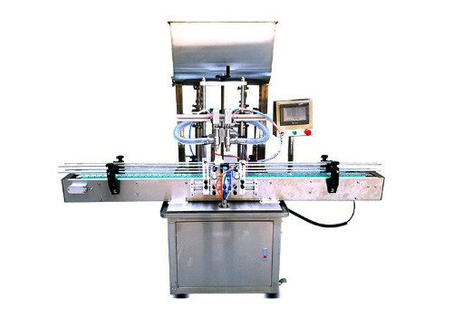 Straight Automatic 2-head Paste Filling Machine with Conveyor PLC Control 