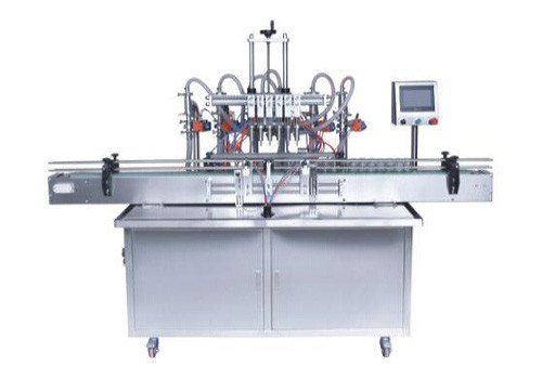 Straight Line 6-head Automatic Liquid Filling Machine with Conveyor PLC Control 