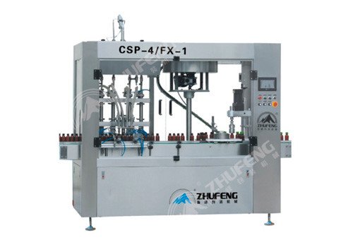 Полностью автоматическая поточная машина двойного назначения (наполнение вязкой жидкостью, укупорка) CSP-4/FX-1